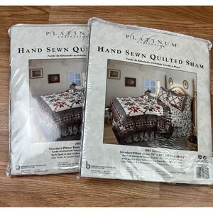 Set of 2 Vintage Hand Sewn Quilted Pillow Shams Washington Square NEW